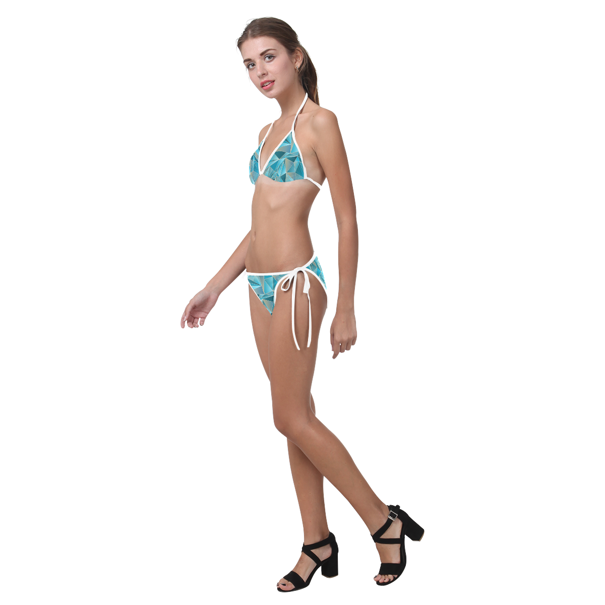 Sea Glass w/white Custom Bikini Swimsuit (Model S01)