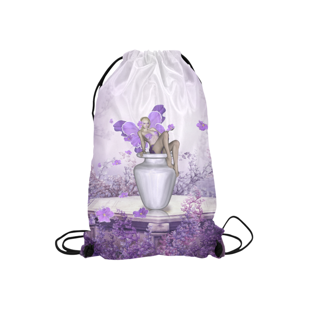 Beautiful fairy with flowers Small Drawstring Bag Model 1604 (Twin Sides) 11"(W) * 17.7"(H)