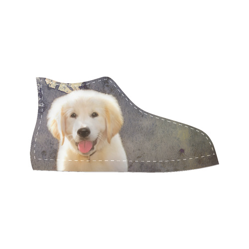 A cute painting golden retriever puppy Men’s Classic High Top Canvas Shoes /Large Size (Model 017)