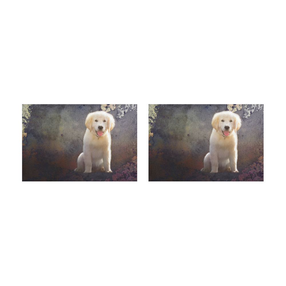 A cute painting golden retriever puppy Placemat 12’’ x 18’’ (Set of 2)