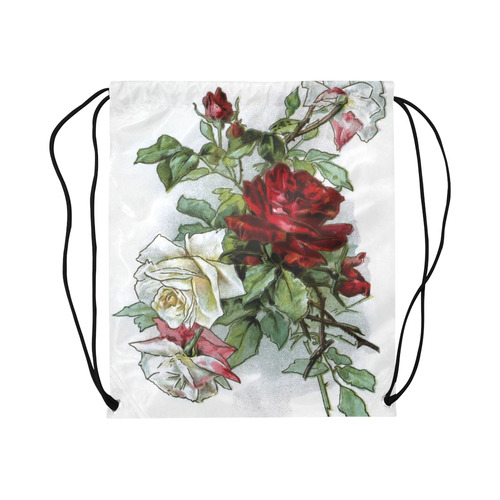 Vintage Roses Floral Large Drawstring Bag Model 1604 (Twin Sides)  16.5"(W) * 19.3"(H)