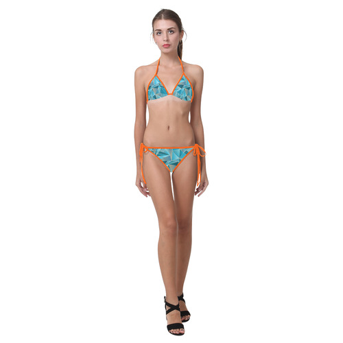 Sea Glass w/orange Custom Bikini Swimsuit (Model S01)