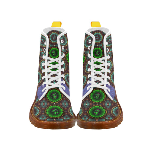 yin yang in art style and golden flowers Martin Boots For Women Model 1203H