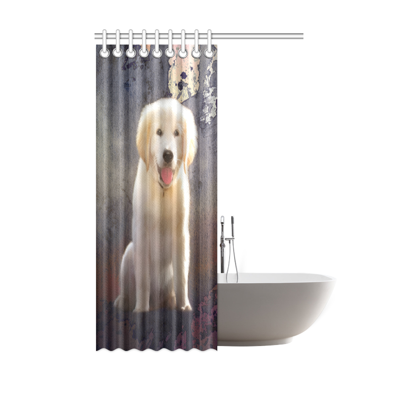 A cute painting golden retriever puppy Shower Curtain 48"x72"