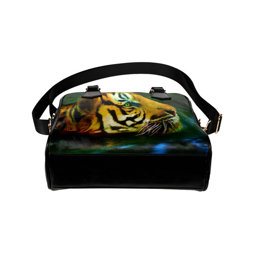 Tiger swimming in water digital painting Shoulder Handbag (Model 1634)