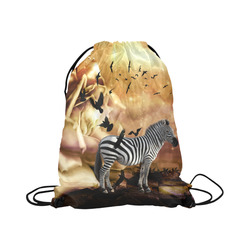Wonderful zebra Large Drawstring Bag Model 1604 (Twin Sides)  16.5"(W) * 19.3"(H)