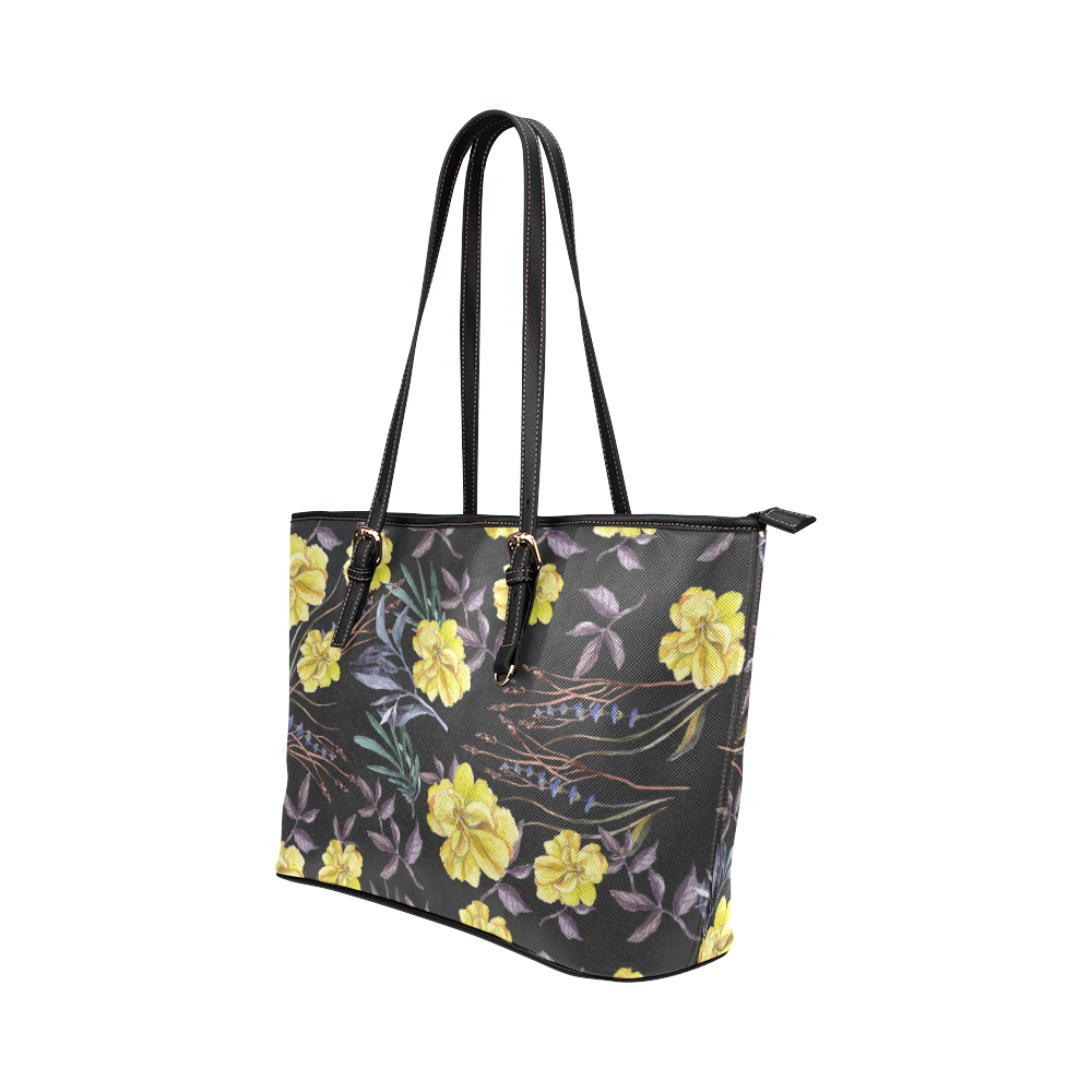Wildflowers II Leather Tote Bag/Small (Model 1651)