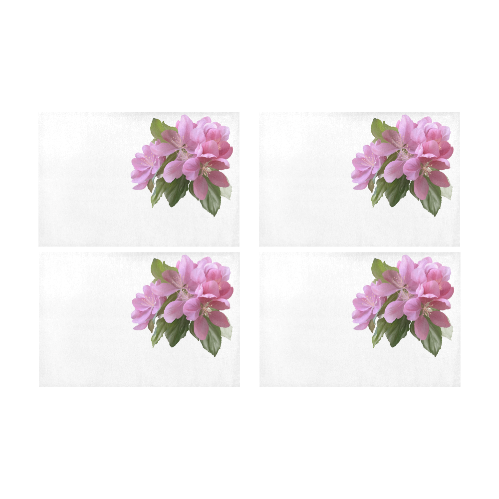 Pink Blossom Branch, , floral watercolor Placemat 12’’ x 18’’ (Set of 4)
