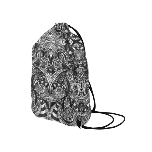 Drawing Floral Zentangle G6B Medium Drawstring Bag Model 1604 (Twin Sides) 13.8"(W) * 18.1"(H)