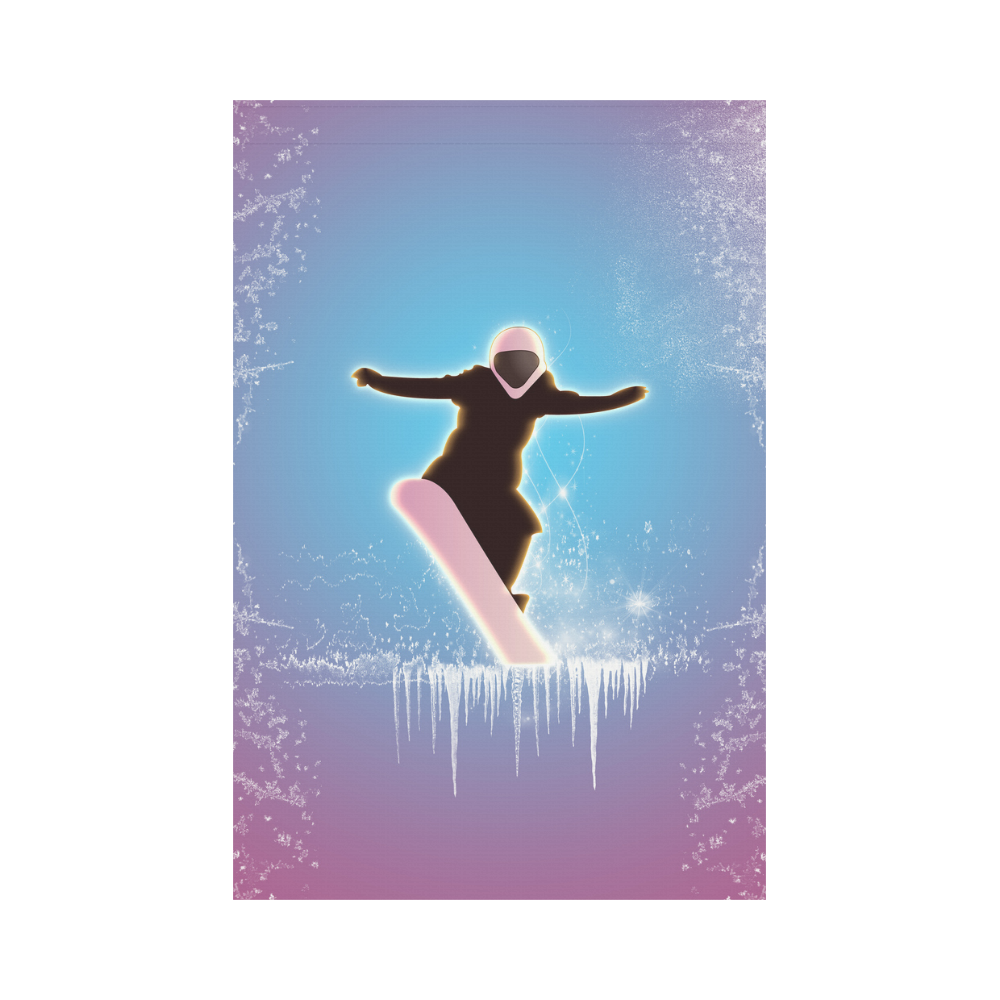 Snowboarding, snowflakes and ice Garden Flag 12‘’x18‘’（Without Flagpole）