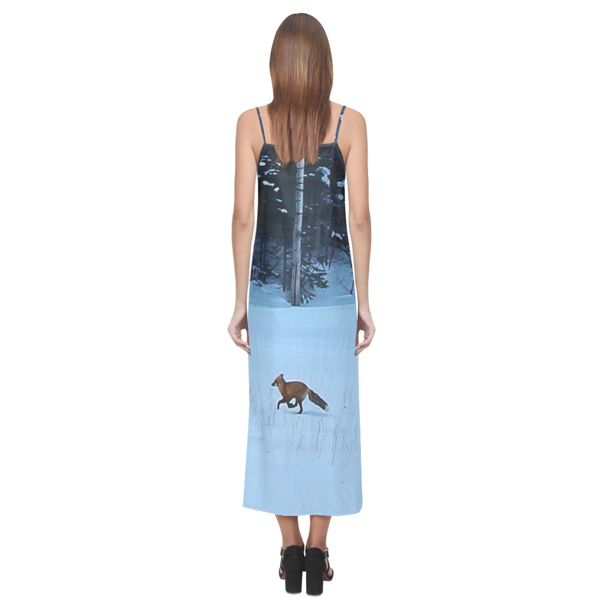 Fox on the Run V-Neck Open Fork Long Dress(Model D18)