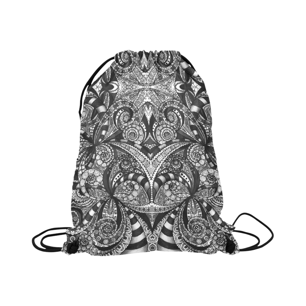 Drawing Floral Zentangle G6B Large Drawstring Bag Model 1604 (Twin Sides)  16.5"(W) * 19.3"(H)