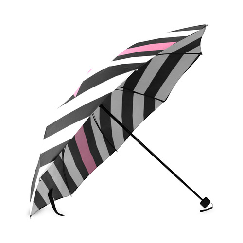 Black White Stripes with Pink Bow Foldable Umbrella (Model U01)