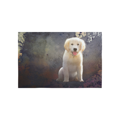 A cute painting golden retriever puppy Cotton Linen Wall Tapestry 60"x 40"