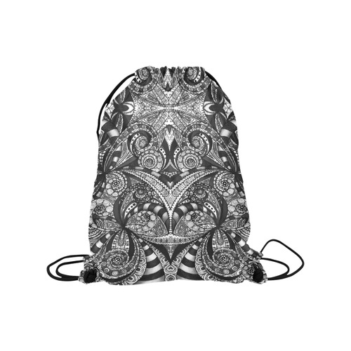 Drawing Floral Zentangle G6B Medium Drawstring Bag Model 1604 (Twin Sides) 13.8"(W) * 18.1"(H)