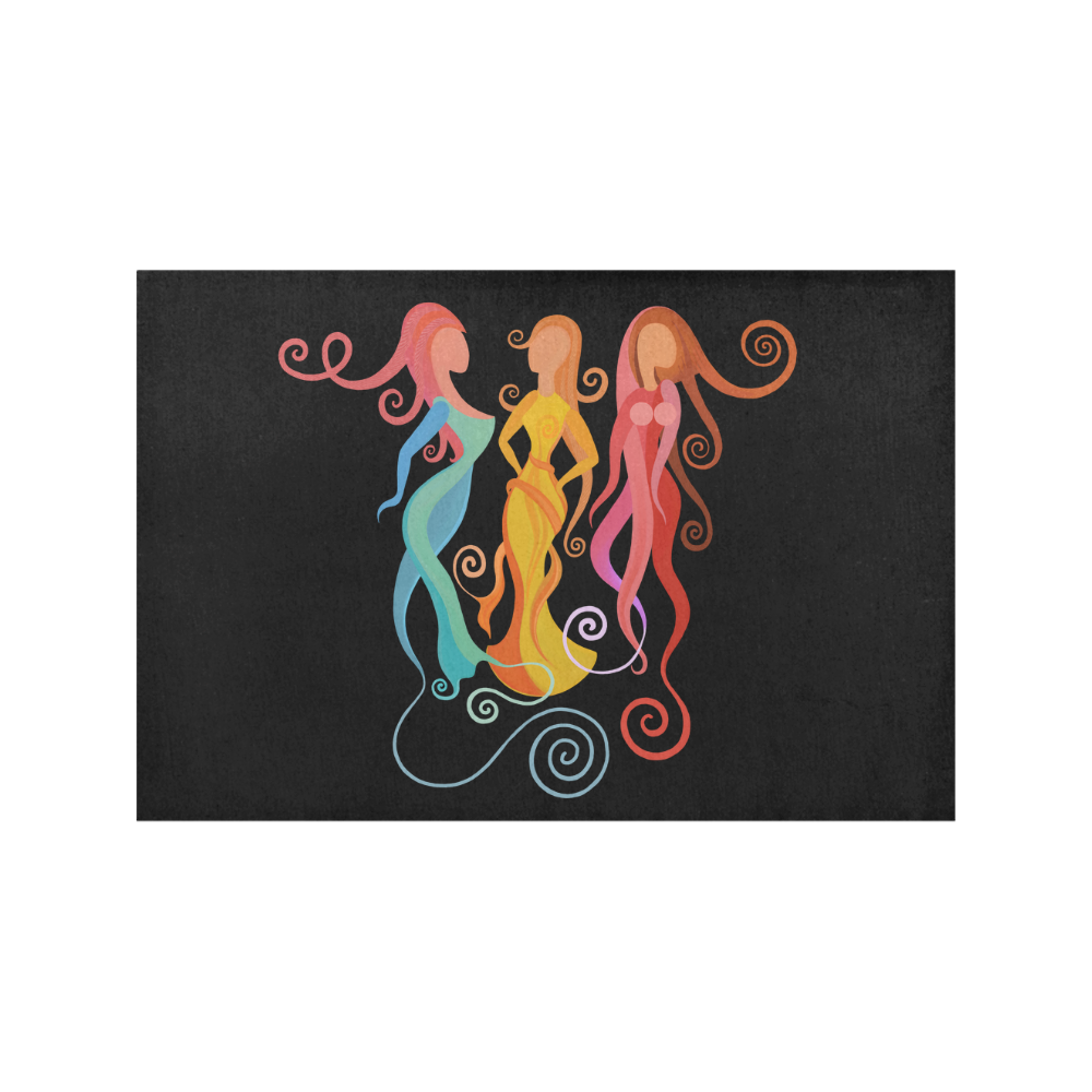 La Femme Mingle, abstract painting, women Placemat 12’’ x 18’’ (Set of 4)