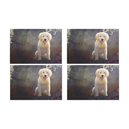 A cute painting golden retriever puppy Placemat 12’’ x 18’’ (Four Pieces)