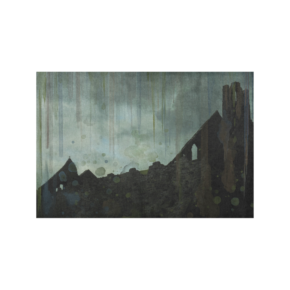 Celtic ruins, photo and watercolor, spooky horror Placemat 12’’ x 18’’ (Set of 4)