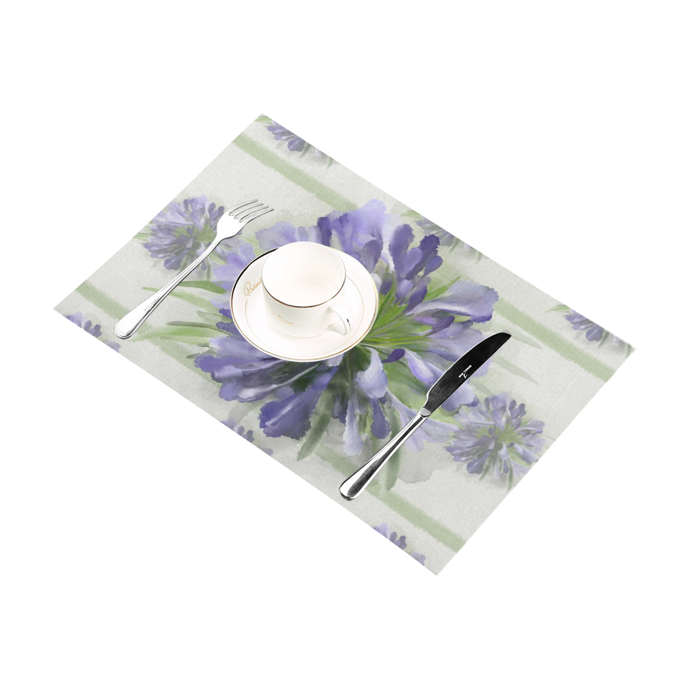 Delicate Purple Flowers, floral watercolor Placemat 12’’ x 18’’ (Set of 4)
