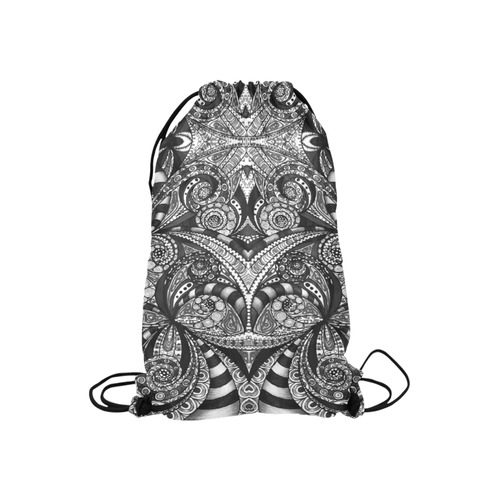 Drawing Floral Zentangle G6B Small Drawstring Bag Model 1604 (Twin Sides) 11"(W) * 17.7"(H)