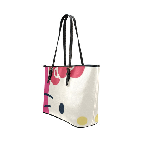 Pink Cat Leather Tote Bag/Large (Model 1651)