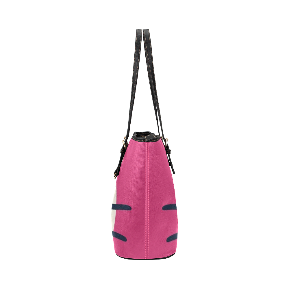 Pink Cat Leather Tote Bag/Large (Model 1651)