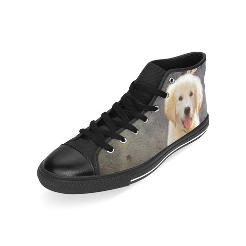 A cute painting golden retriever puppy Men’s Classic High Top Canvas Shoes /Large Size (Model 017)