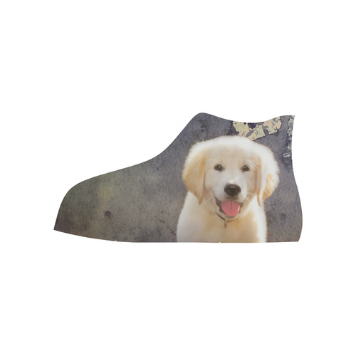 A cute painting golden retriever puppy High Top Canvas Shoes for Kid (Model 017)