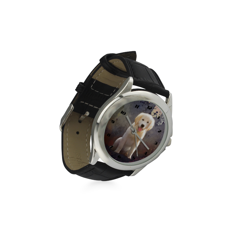 Golden Retriever Puppy Women's Classic Leather Strap Watch(Model 203)
