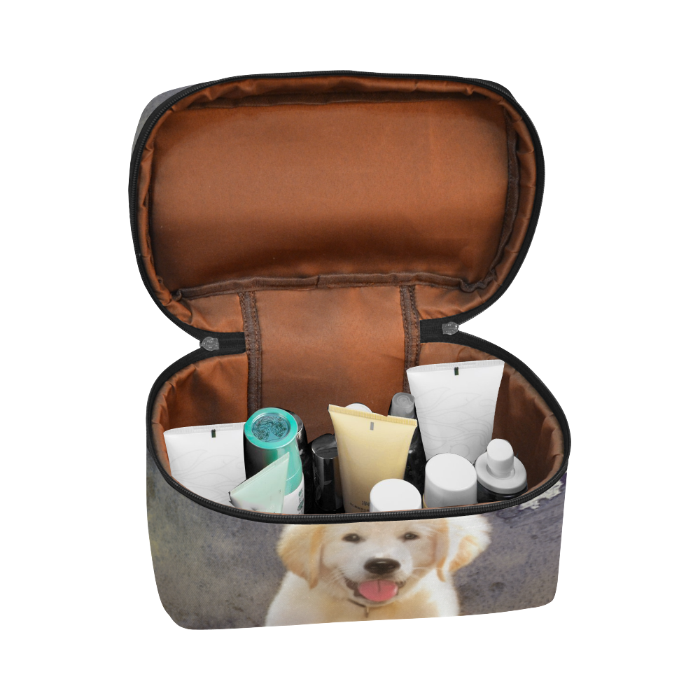 A cute painting golden retriever puppy Cosmetic Bag/Large (Model 1658)
