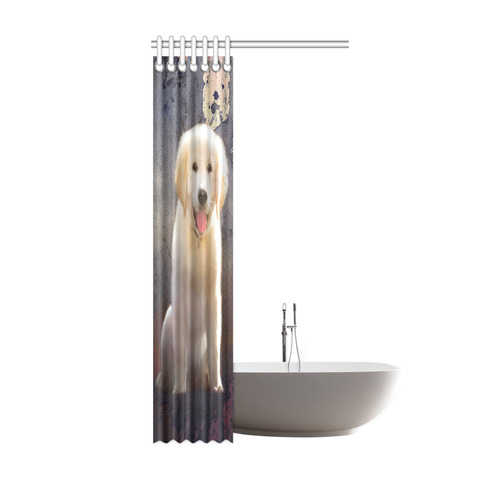 A cute painting golden retriever puppy Shower Curtain 36"x72"