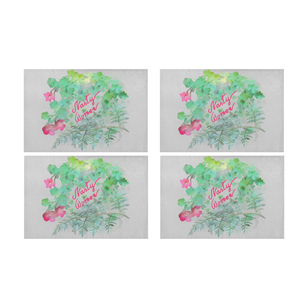 Nasty Woman, floral watercolor Placemat 12’’ x 18’’ (Set of 4)