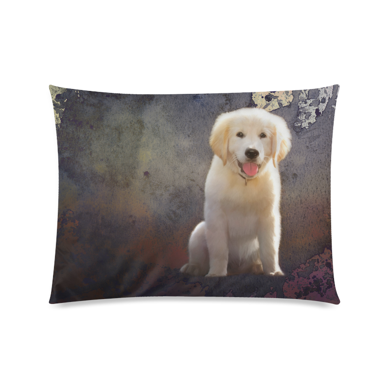 A cute painting golden retriever puppy Custom Zippered Pillow Case 20"x26"(Twin Sides)