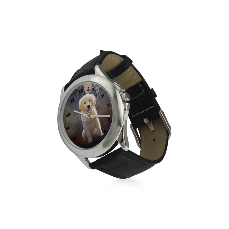 Golden Retriever Puppy Women's Classic Leather Strap Watch(Model 203)