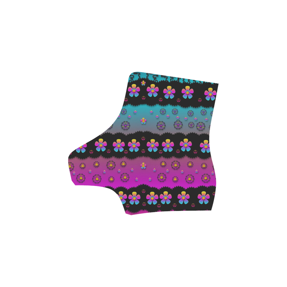 Rainbow  big flowers in peace for love and freedom Martin Boots For Women Model 1203H