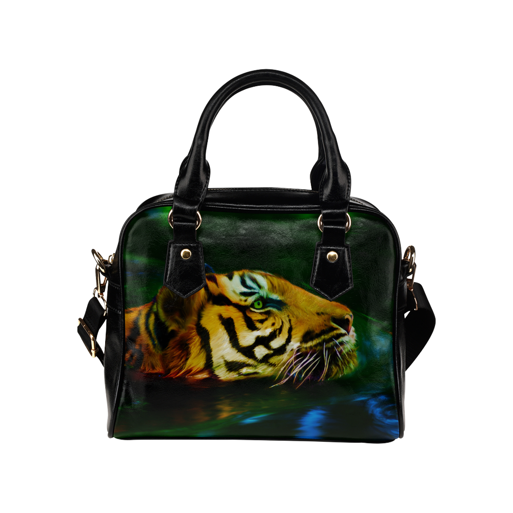 Tiger swimming in water digital painting Shoulder Handbag (Model 1634)