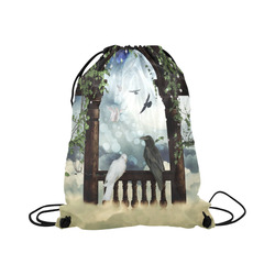 The crow and the dove Large Drawstring Bag Model 1604 (Twin Sides)  16.5"(W) * 19.3"(H)