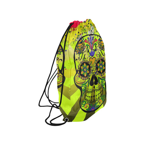 psychedelic Pop Skull 317G by JamColors Small Drawstring Bag Model 1604 (Twin Sides) 11"(W) * 17.7"(H)