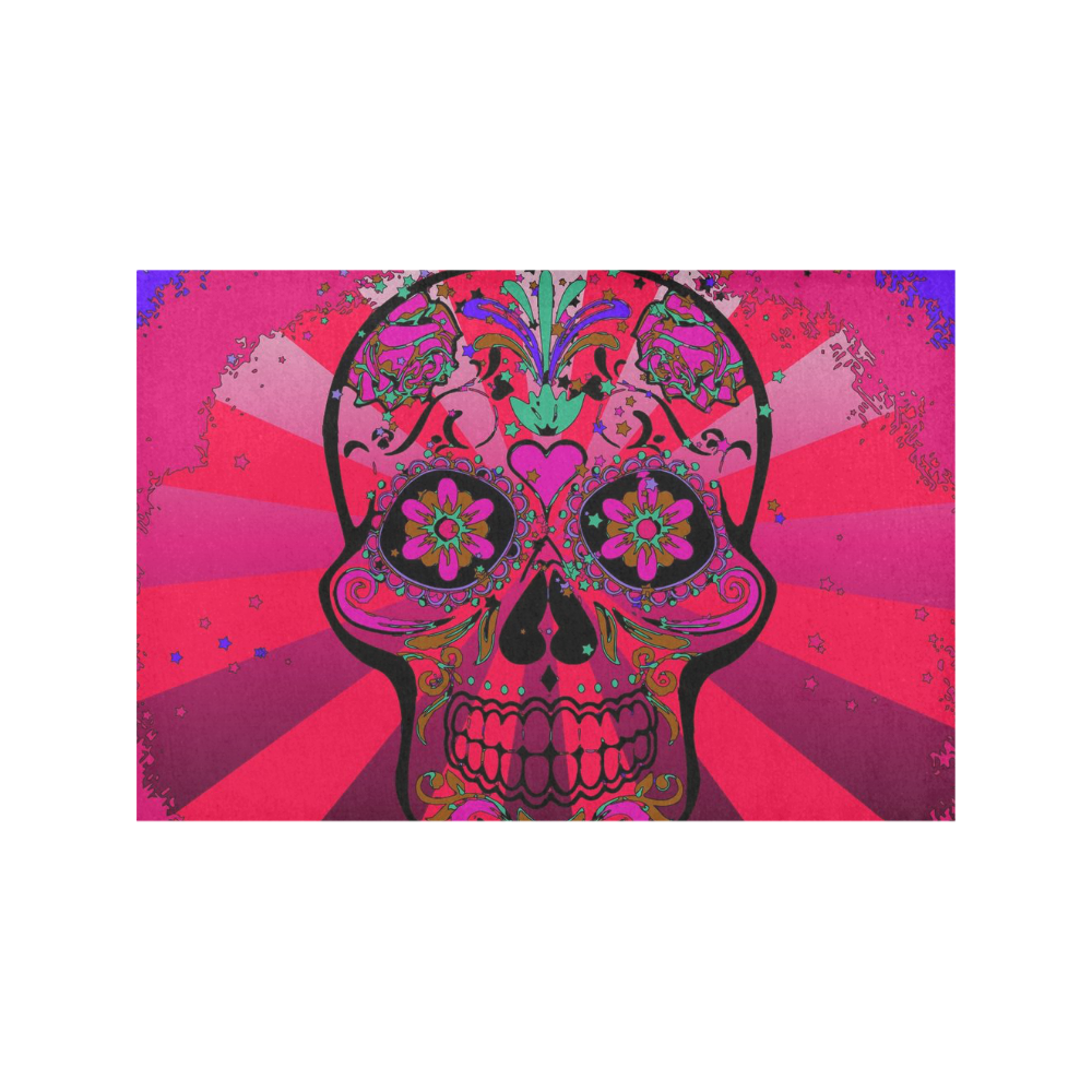 psychedelic Pop Skull 317H by JamColors Placemat 12’’ x 18’’ (Set of 2)