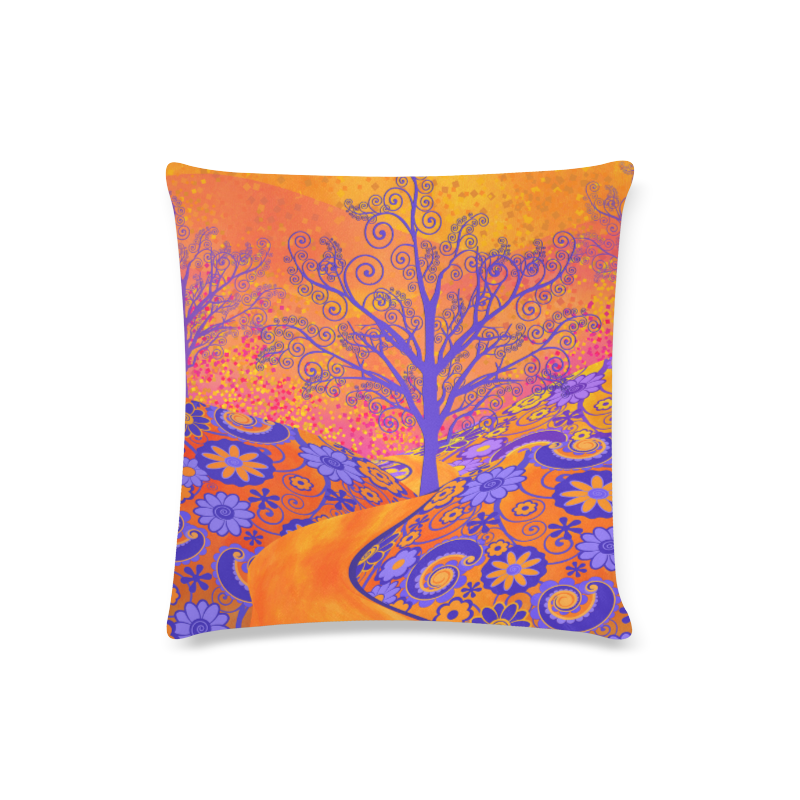 Sunset Park Tree Colorful Decor Pillow Custom Zippered Pillow Case 16"x16"(Twin Sides)