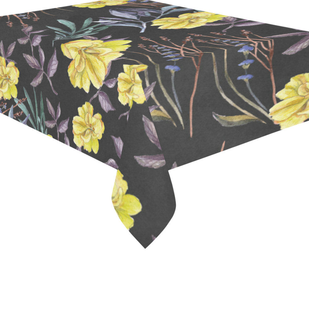 Wildflowers II Cotton Linen Tablecloth 60"x 84"
