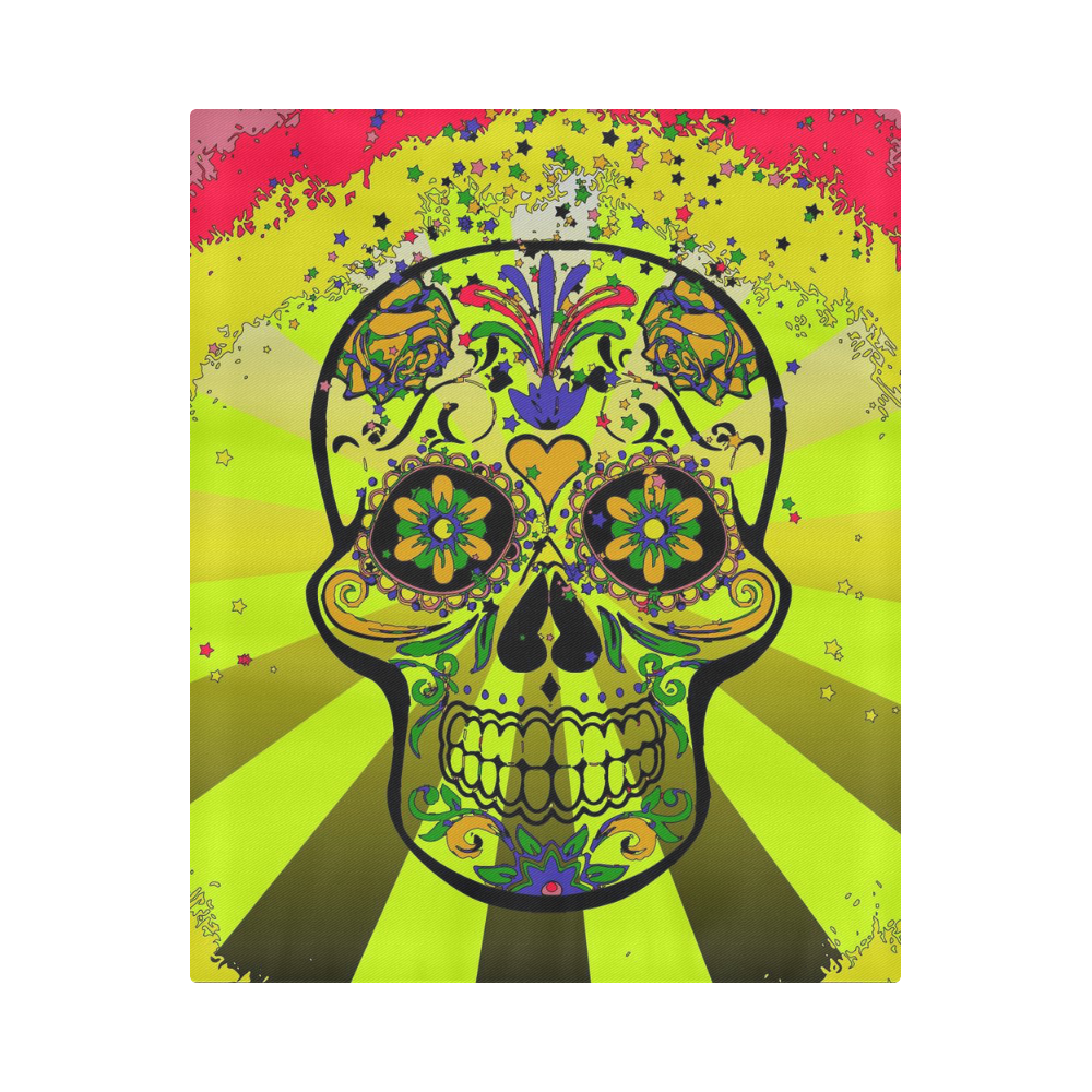 psychedelic Pop Skull 317G by JamColors Duvet Cover 86"x70" ( All-over-print)