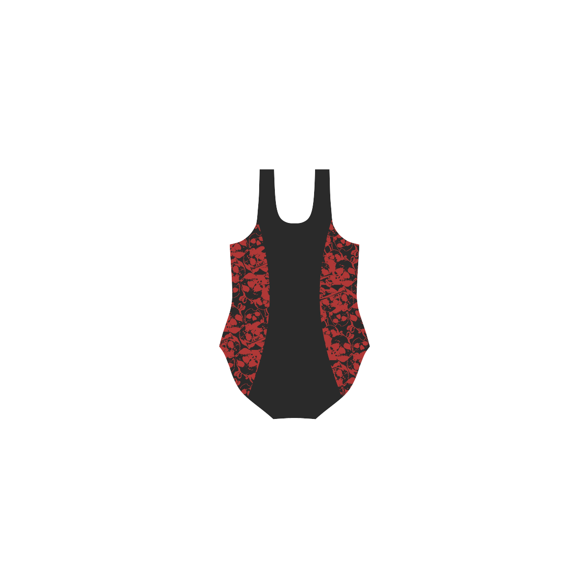 Red Skulls Cutout Goth Art Vest One Piece Swimsuit (Model S04)