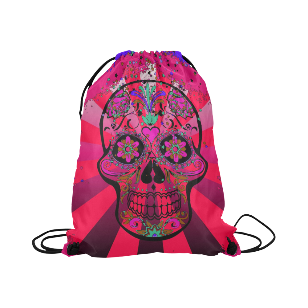 psychedelic Pop Skull 317H by JamColors Large Drawstring Bag Model 1604 (Twin Sides)  16.5"(W) * 19.3"(H)