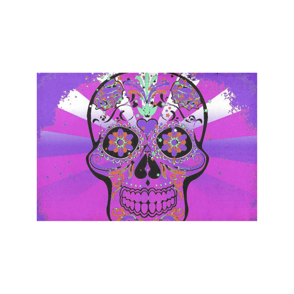 psychedelic Pop Skull 317J by JamColors Placemat 12’’ x 18’’ (Set of 4)