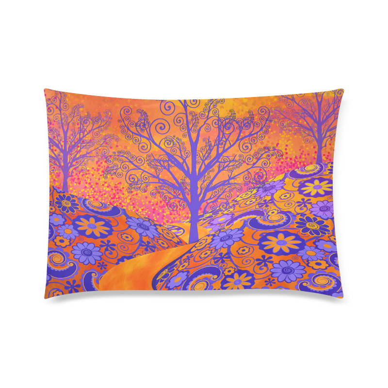 Pillow Colorful Print Sunset Park Tree Colorful Decor Pillow Custom Zippered Pillow Case 20"x30"(Twin Sides)