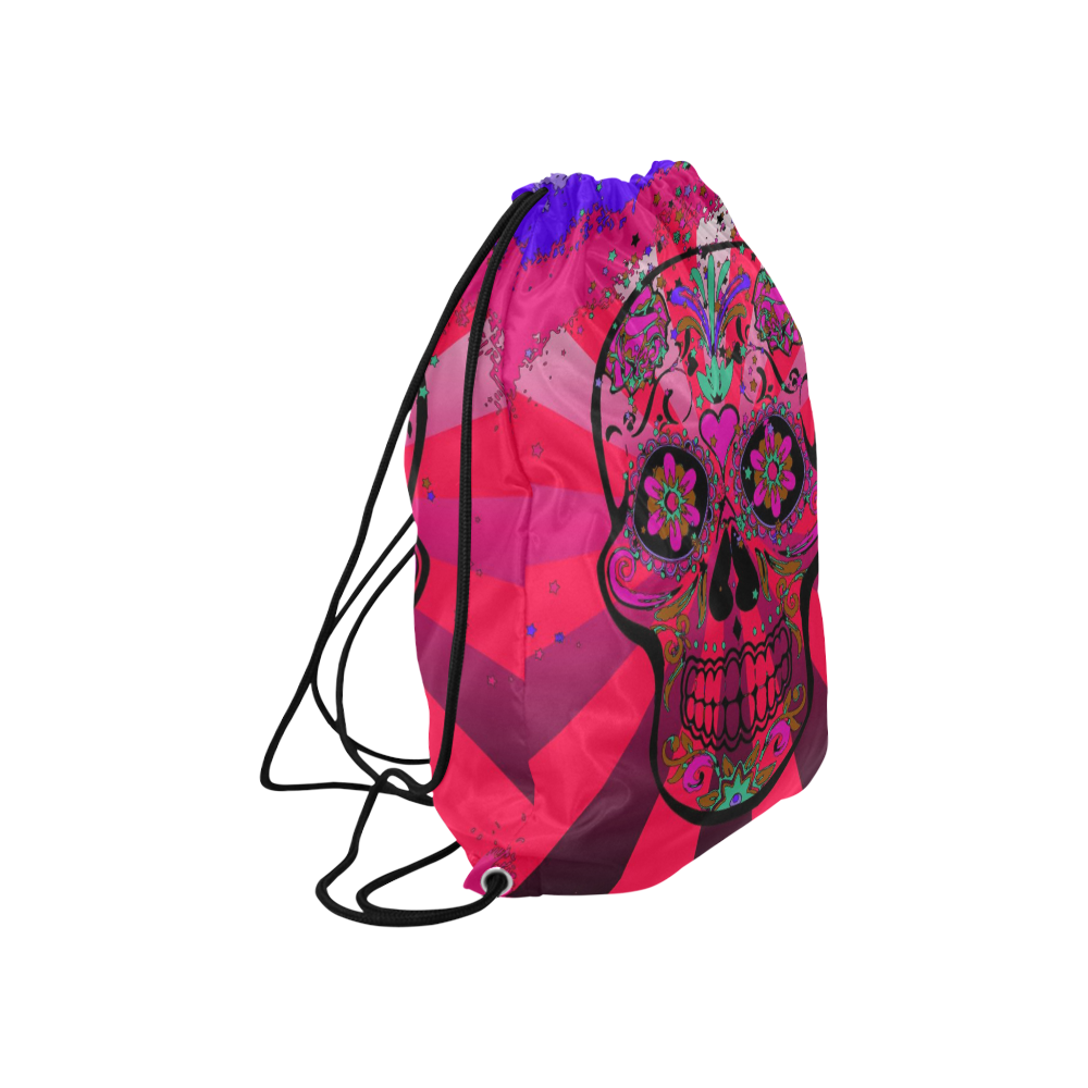 psychedelic Pop Skull 317H by JamColors Large Drawstring Bag Model 1604 (Twin Sides)  16.5"(W) * 19.3"(H)