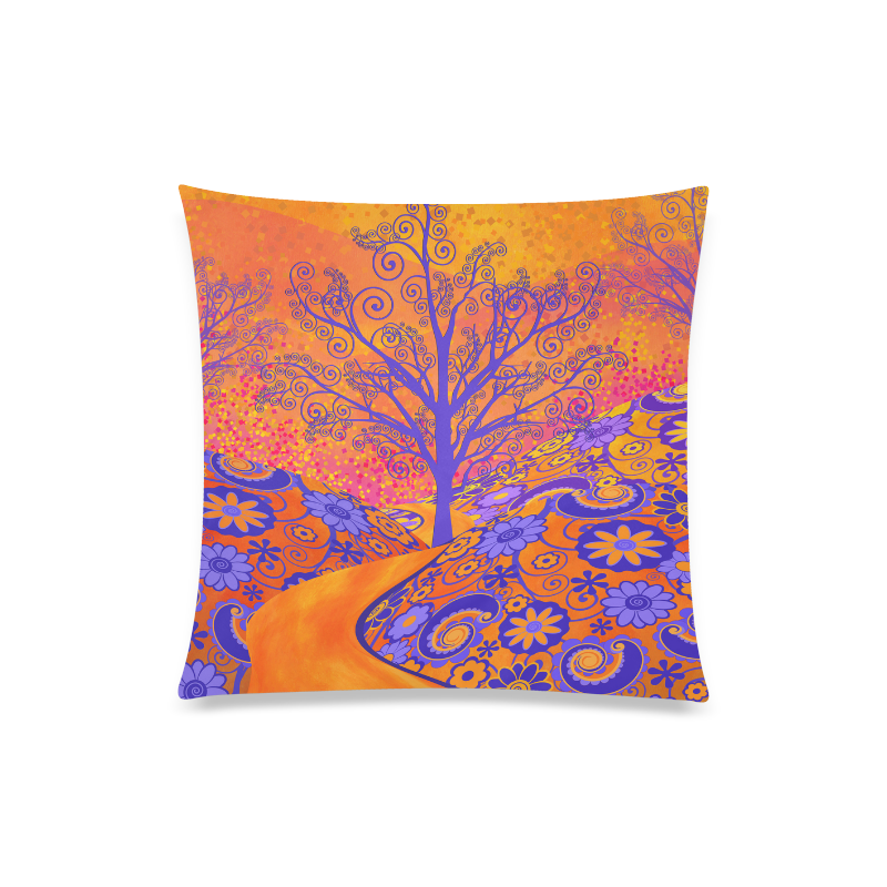 Sunset Park Tree Colorful Decor Pillow Custom Zippered Pillow Case 20"x20"(Twin Sides)