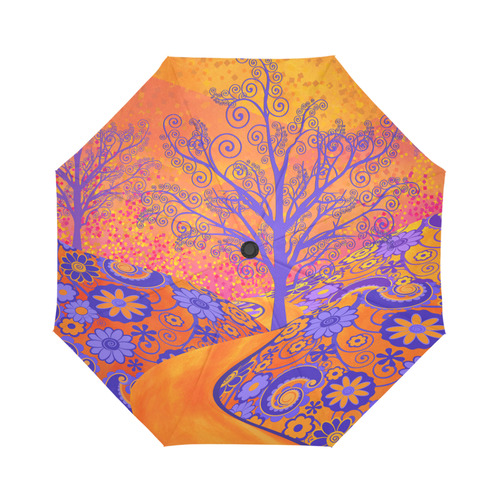 Sunset Flowers Tree Colorful Art Print Umbrella by Juleez Auto-Foldable Umbrella (Model U04)