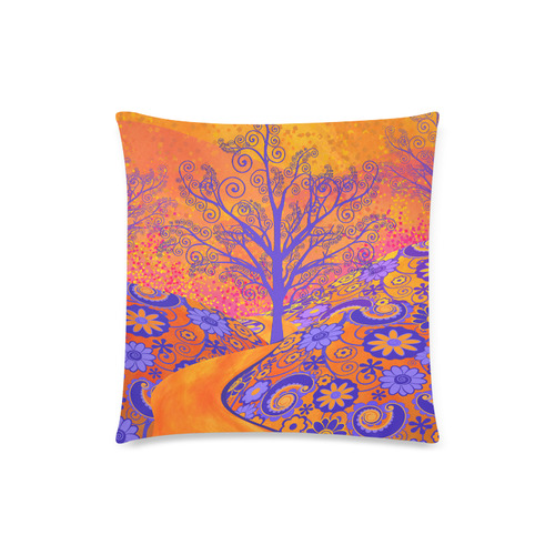 Sunset Park Tree Colorful Decor Pillow Custom Zippered Pillow Case 18"x18"(Twin Sides)